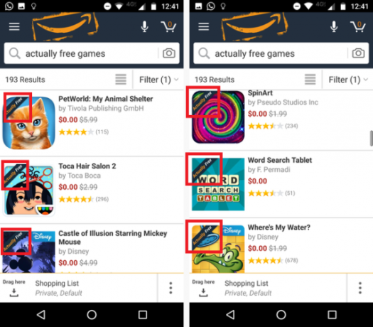 Google Play contre Amazon Appstore: quel est le meilleur? en fait gratuit amazon appstore 571x500