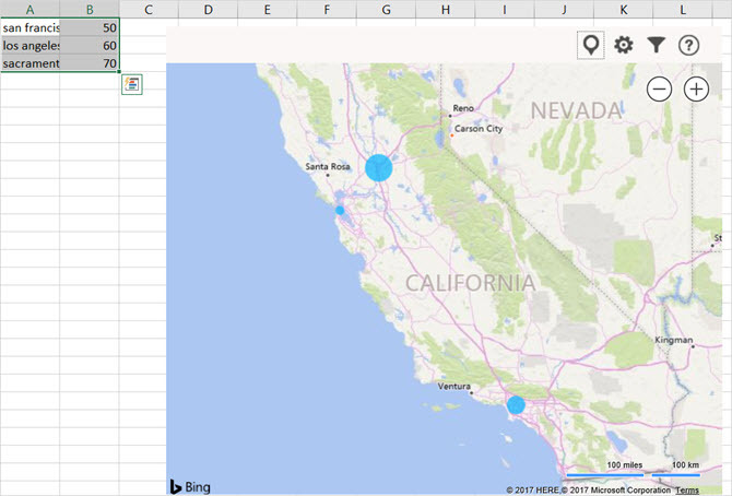 feuilles de calcul agréables microsoft excel add-in bing maps