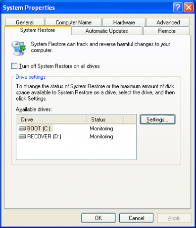 restauration du système Windows