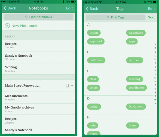 EvernoteiPhoneNotebooksÉtiquettes