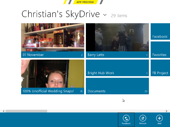 Images prévisualisées dans le SkyDrive