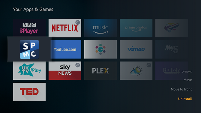 applications de désinstallation d'Amazon Fire