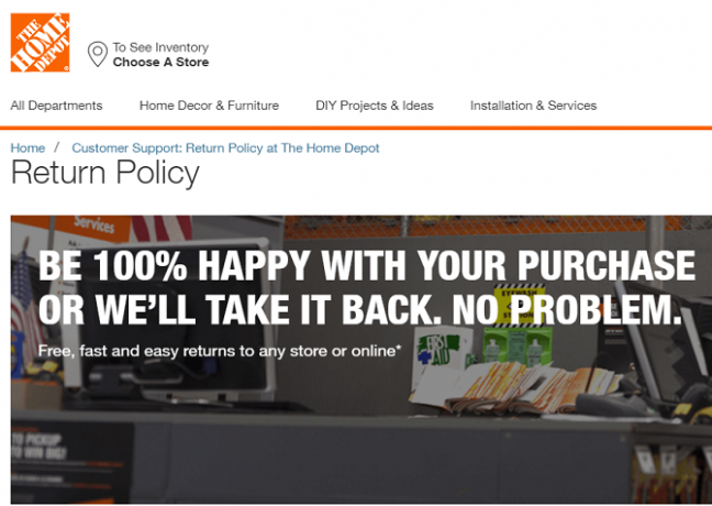 home depot ne retourne aucun reçu