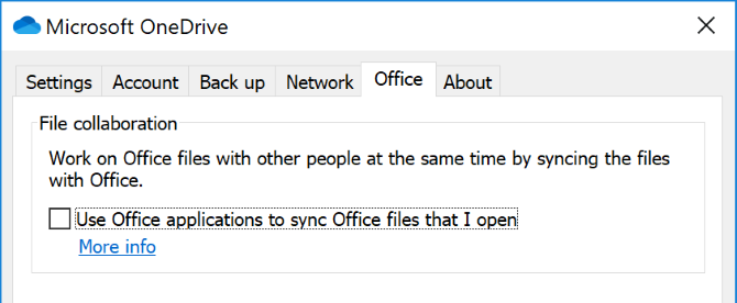 Paramètre de synchronisation Office dans OneDrive