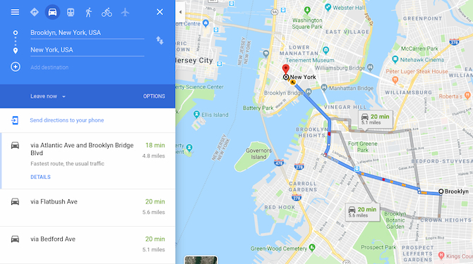 Envoyer un itinéraire au téléphone sur Google Maps