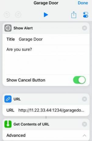 Raccourci Siri pour appeler le script de porte de garage