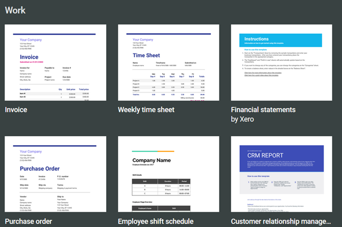 Modèles Google Sheets