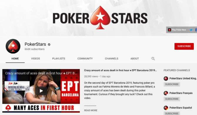 PokerStars est la meilleure chaîne YouTube pour regarder des vidéos de poker en ligne gratuitement