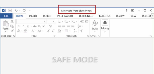 Mode sans échec de Microsoft Word