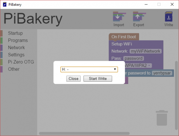 MakeUseOf Linux PiBakery Écrire sur la carte SD