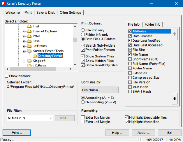 5 façons d'imprimer le contenu du dossier et du répertoire dans Windows Contenu du dossier d'impression Imprimante de répertoire Karens