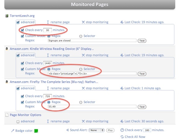 suivre les modifications du site Web