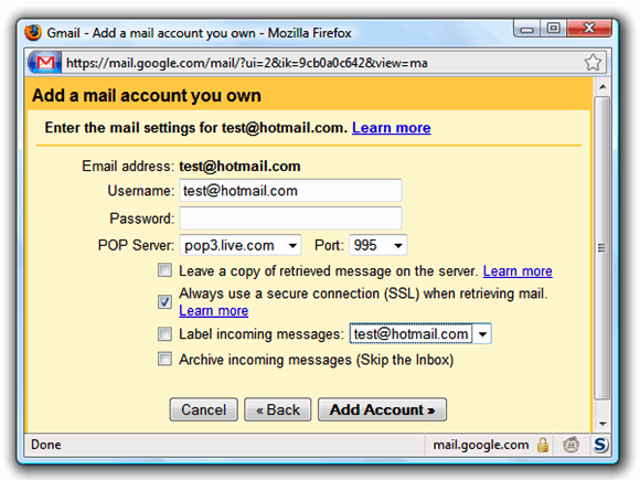 Comment accéder aux e-mails Hotmail à partir de votre compte Gmail gmailpopsettings