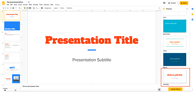 Comment créer une présentation Google Slides Changer de thème