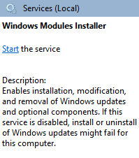 Service d'installation du module Windows