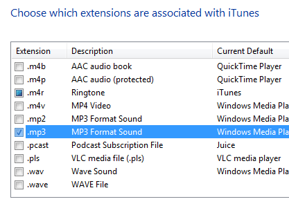 Comment définir facilement les programmes par défaut, les associations de fichiers et les menus contextuels itunesmp3