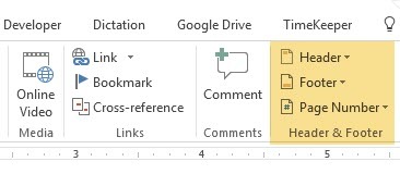 Outils d'en-tête et de pied de page