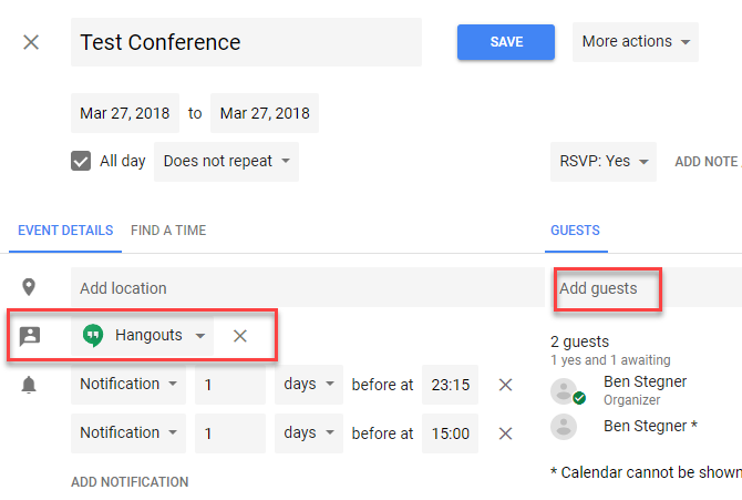 comment utiliser Google Hangouts - Calendrier de planification