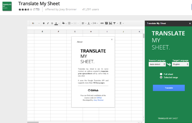 modules complémentaires google sheets - traduire ma feuille