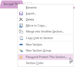 OneNote 2013 Créer un mot de passe pour la section