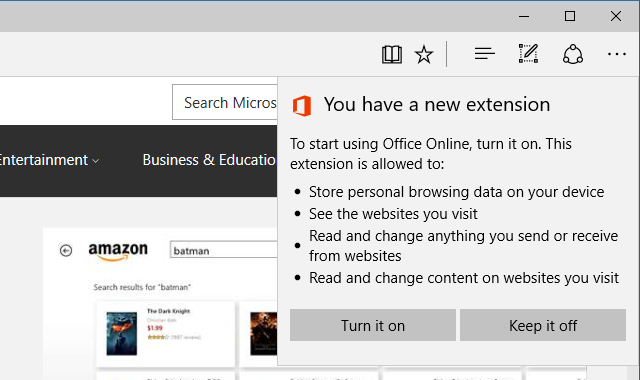 Extension d'activation Microsoft Edge