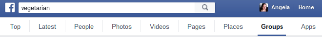 Onglet Groupes de recherche Facebook