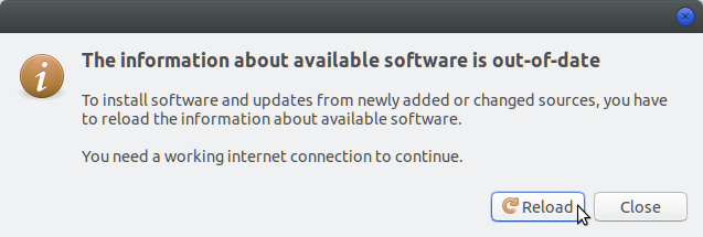 Recharger des informations sur les logiciels disponibles dans Ubuntu 17.10