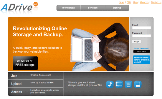Windows Live Skydrive & 3 Alternative Online Storage Services adrive 50 Go de stockage