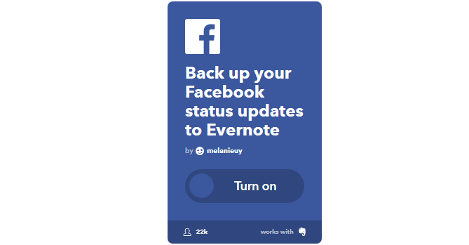 Le guide IFTTT ultime: utilisez l'outil le plus puissant du Web comme un Pro 32IFTTT FBStatusToEvernote