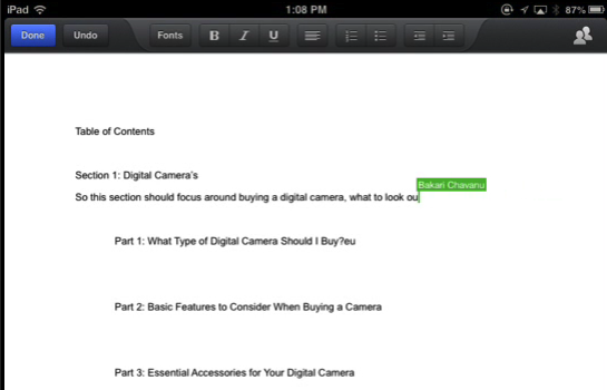 google documents ipad