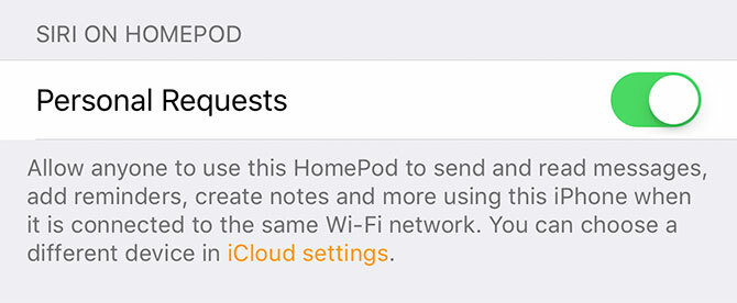 Demandes personnelles HomePod