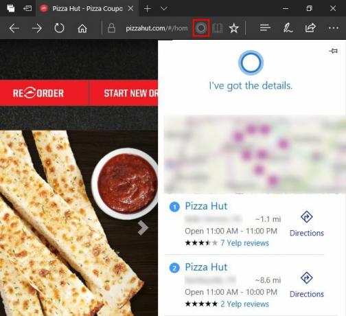 informations sur les aliments cortana