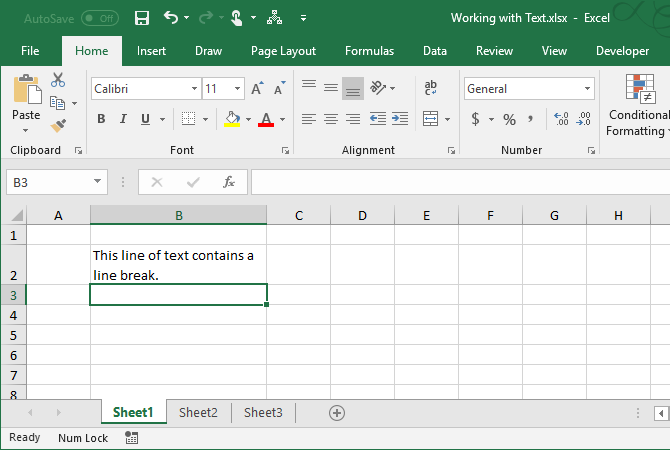 excel text functions - Résultat d'un saut de ligne manuel