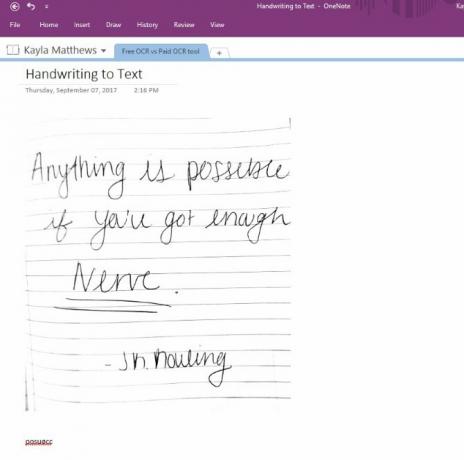 reconnaissance optique de caractères onenote