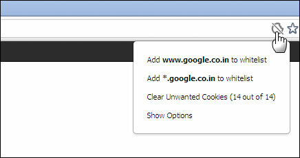 Sélectionnez des cookies spécifiques et conservez-les dans une liste blanche tout en supprimant les autres dans le cookie Chrome whitelist01