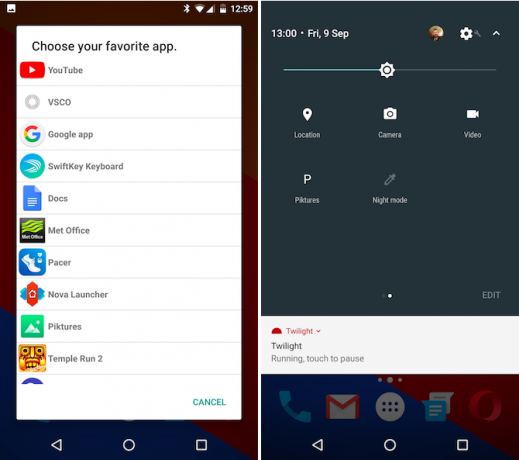 Application d'extension de tuile Android Nougat