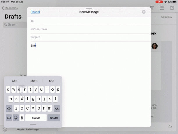 iPadOS QuickPath sur clavier flottant