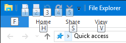 Raccourcis clavier de l'Explorateur de fichiers Windows 10