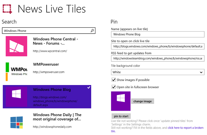 actualités tuiles live app windows 10