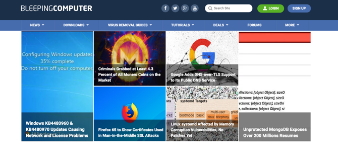 Capture d'écran de BleepingComputer