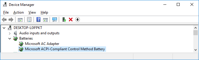 Pilotes de batterie pour Windows 10 Device Manager