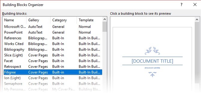 Comment créer des rapports et des documents professionnels dans Microsoft Word Building Blocks Organizer