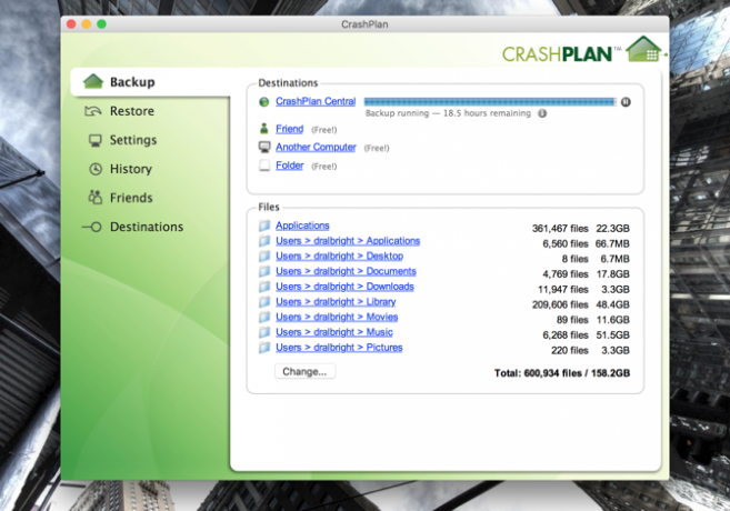 Crashplan App sur Mac