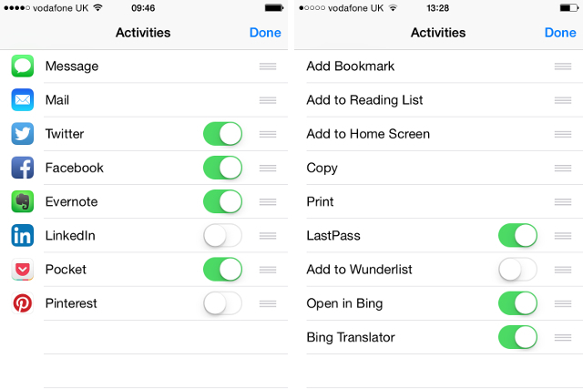 activités ios8