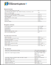 Raccourcis Internet Explorer