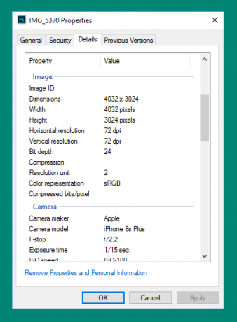 Comment supprimer les informations personnelles des photos dans les propriétés de photo de Windows 10 1