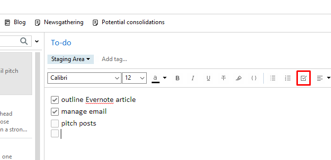 Comment utiliser Evernote: bouton de case à cocher Evernote Manual non officiel