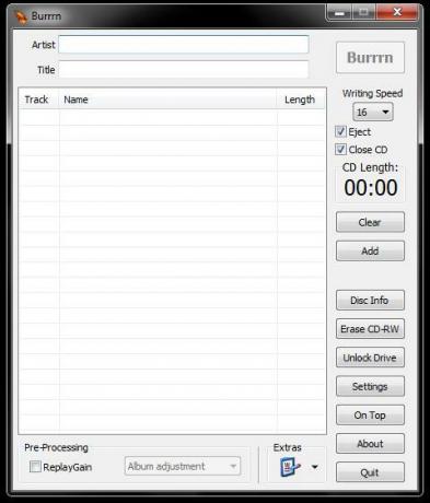 Burrrn - Un utilitaire gratuit pour graver des CD audio à partir de FLAC, OGG & MP3 & More burrrn