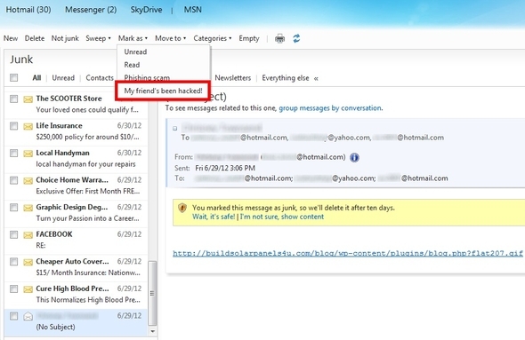 Effectuez facilement une refonte complète de votre boîte de réception Hotmail et maintenez-la 18 Marquer un ami comme étant piraté