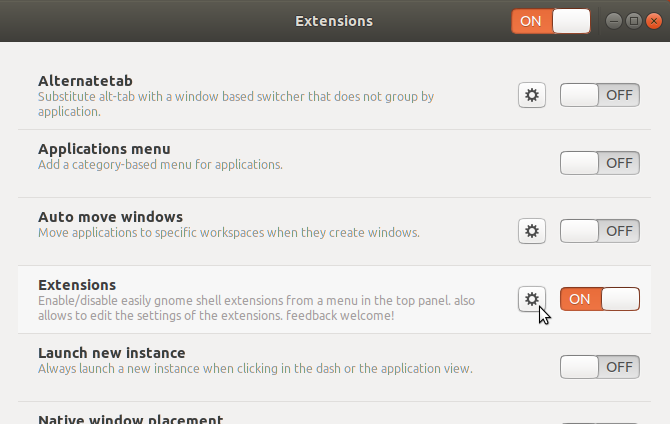 Gérer les extensions dans Tweaks